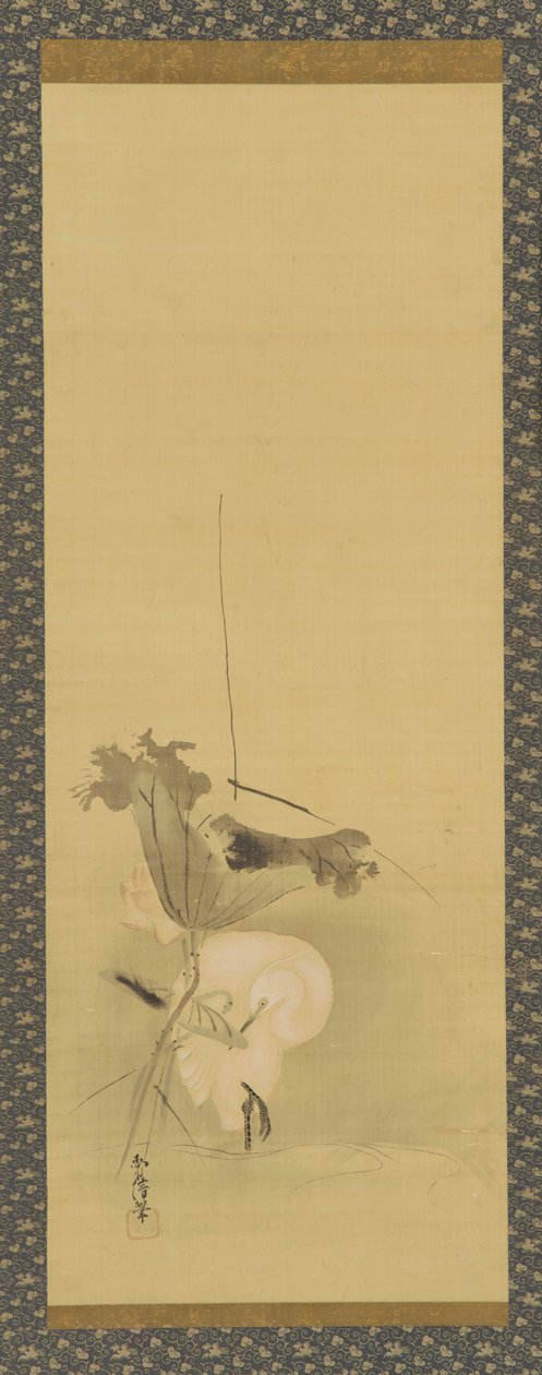 Reiher und Lotus, Edo-Periode, Mitte 17. bis frühes 18. Jahrhundert von Kanô Yôboku Tsunenobu