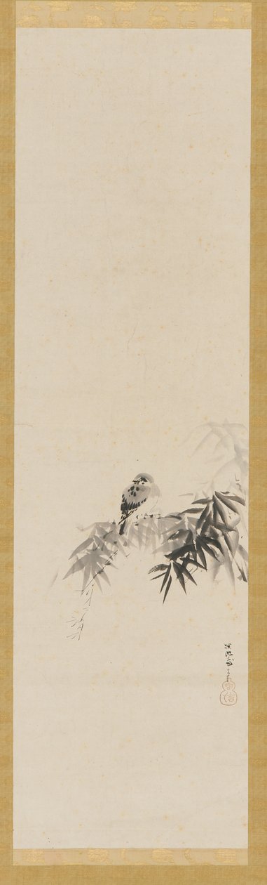 Vogel auf einem Bambuszweig, Edo-Periode, 17. Jahrhundert von Kanō Tan’yū