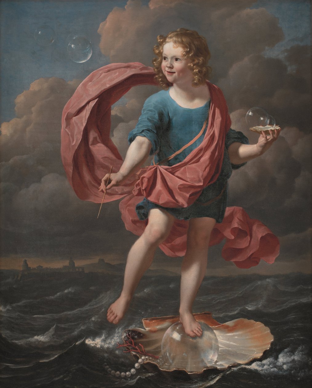 Junge, der Seifenblasen bläst. Allegorie auf die Vergänglichkeit und Kürze des Lebens von Karel Dujardin