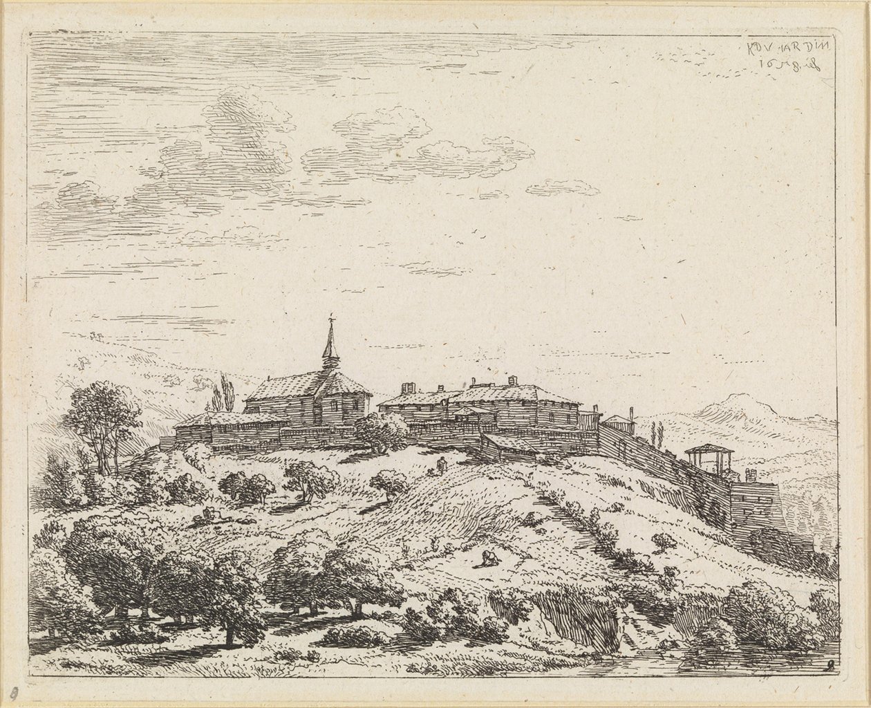 Dorf auf einem Hügel von Karel Dujardin