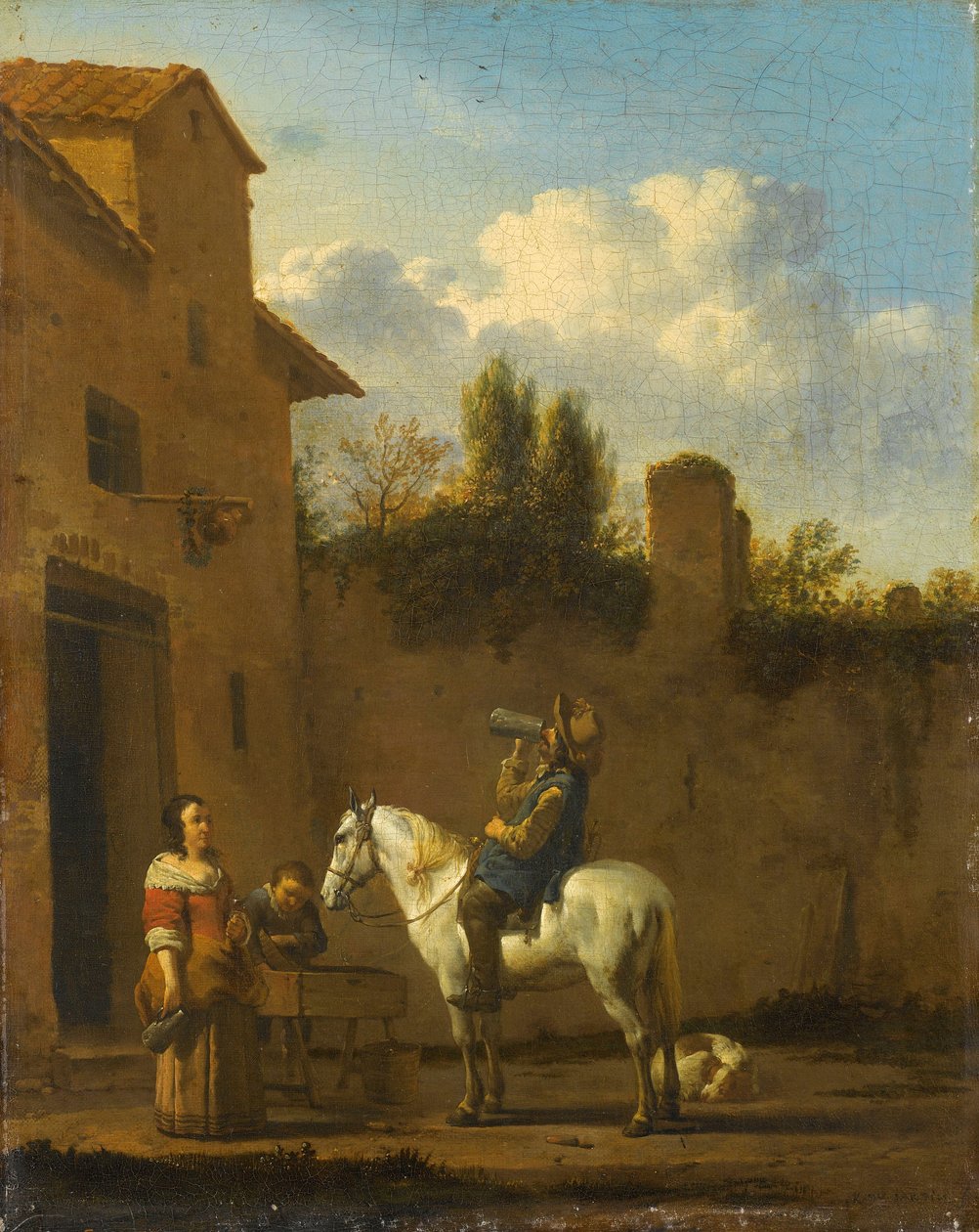 Berittener Trompeter beim Trinken, 1650-60 von Karel Dujardin