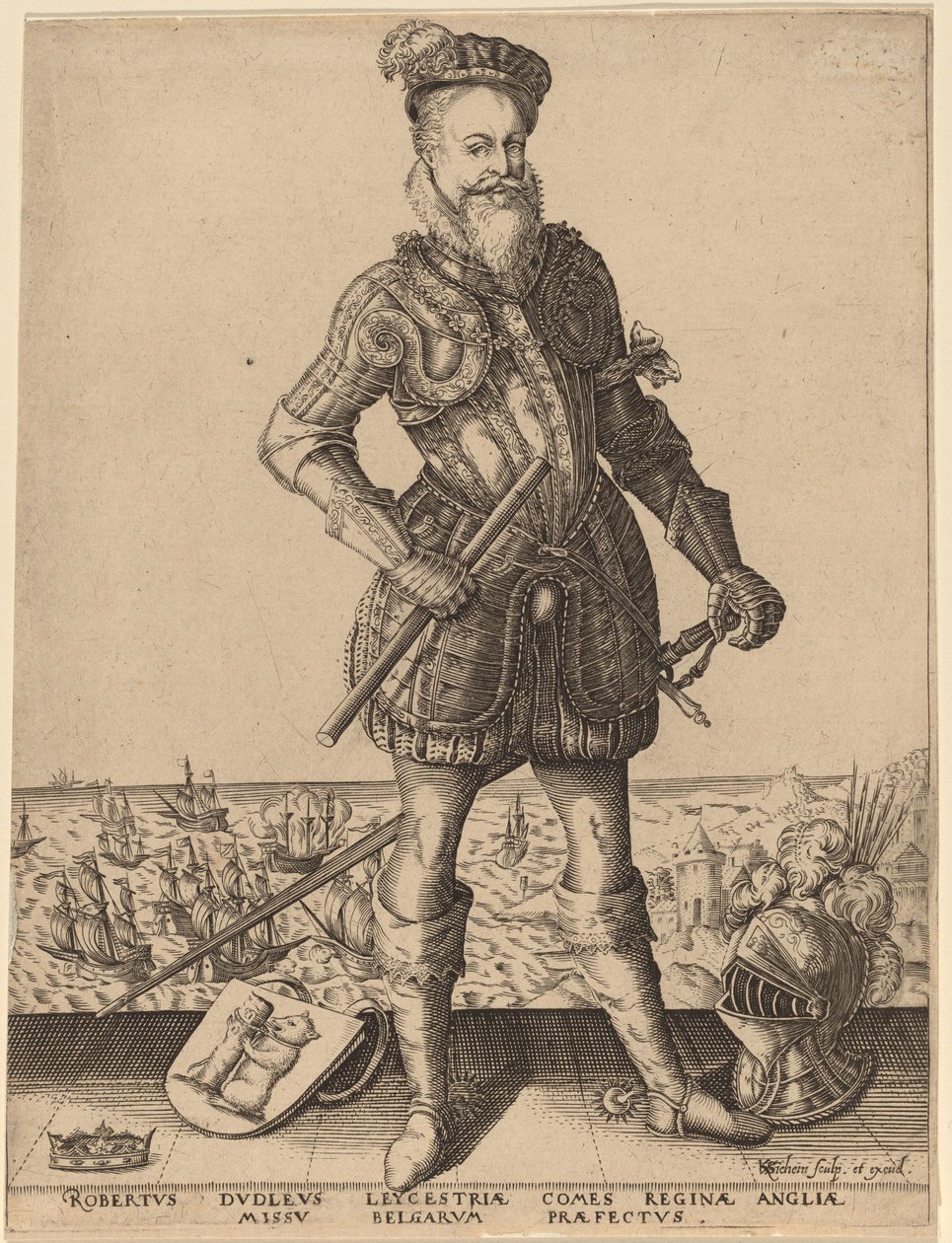 Robert Dudley, Earl of Leicester von Karel van Sichem after Christoffel