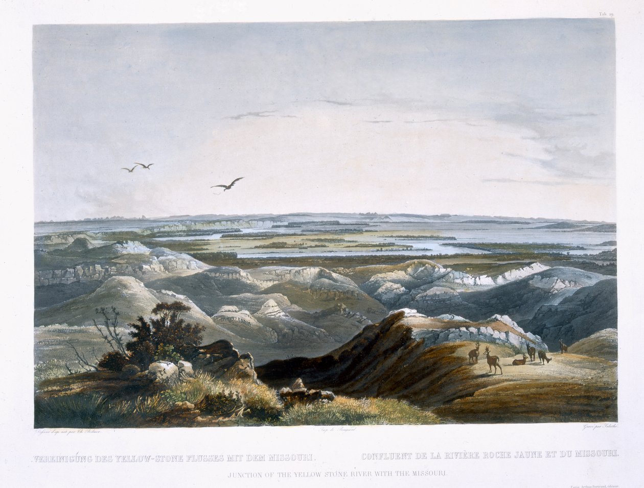 Zusammenfluss des Yellowstone River mit dem Missouri, Tafel 29 aus Band 2 von 