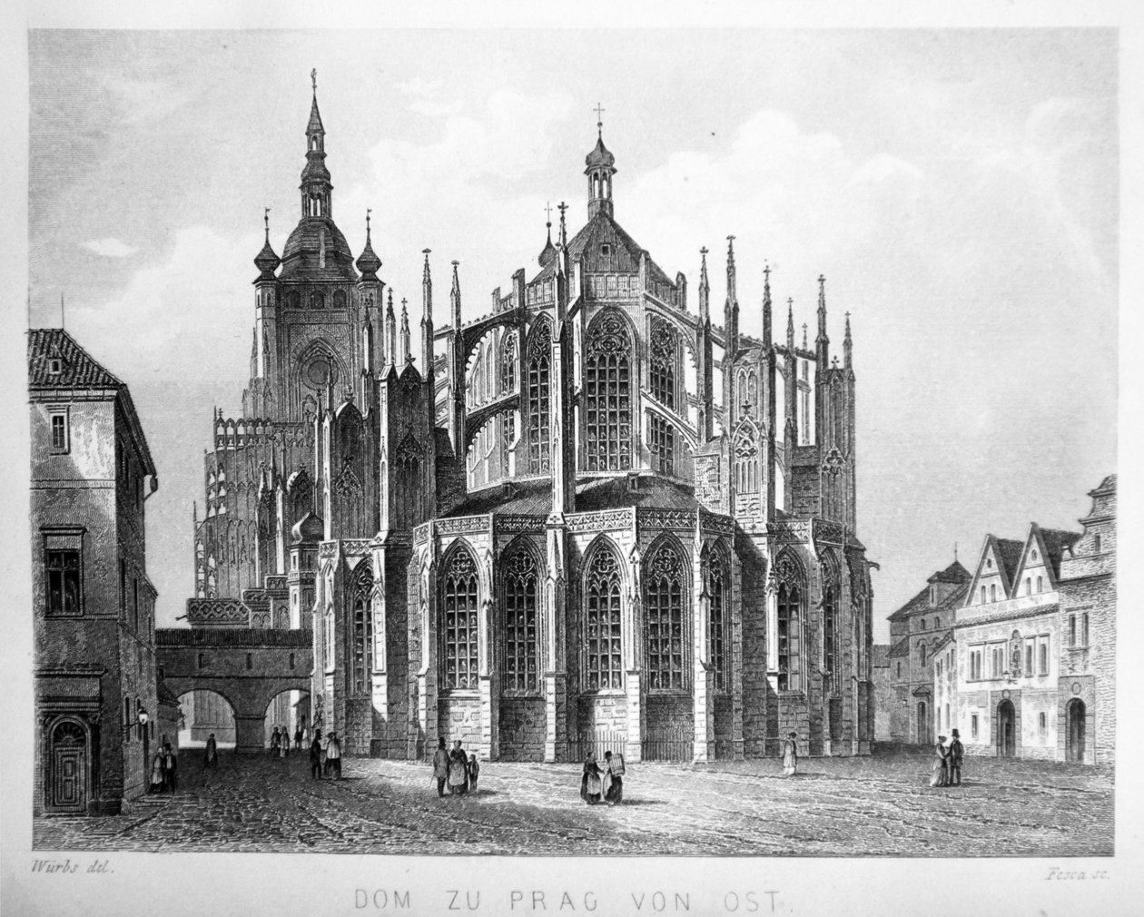 Illustration aus dem Buch Der Dom zu Prag von 1858, die die St.-Veits-Kathedrale zeigt von Karl Wurbs