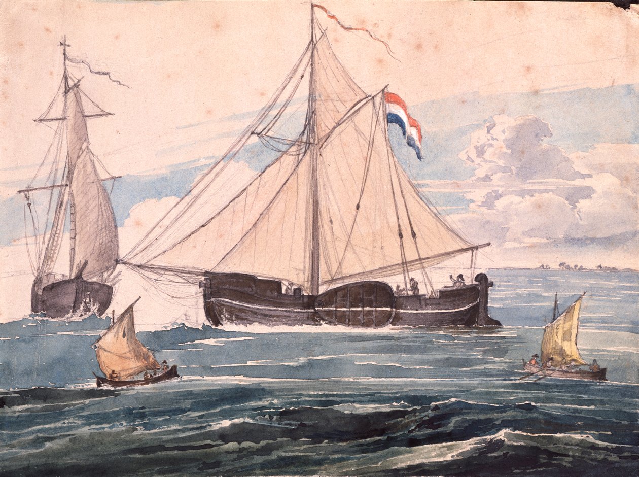 Kanonenboot bei Helvoet, Holland von Karl Bodmer: Kunstdruck