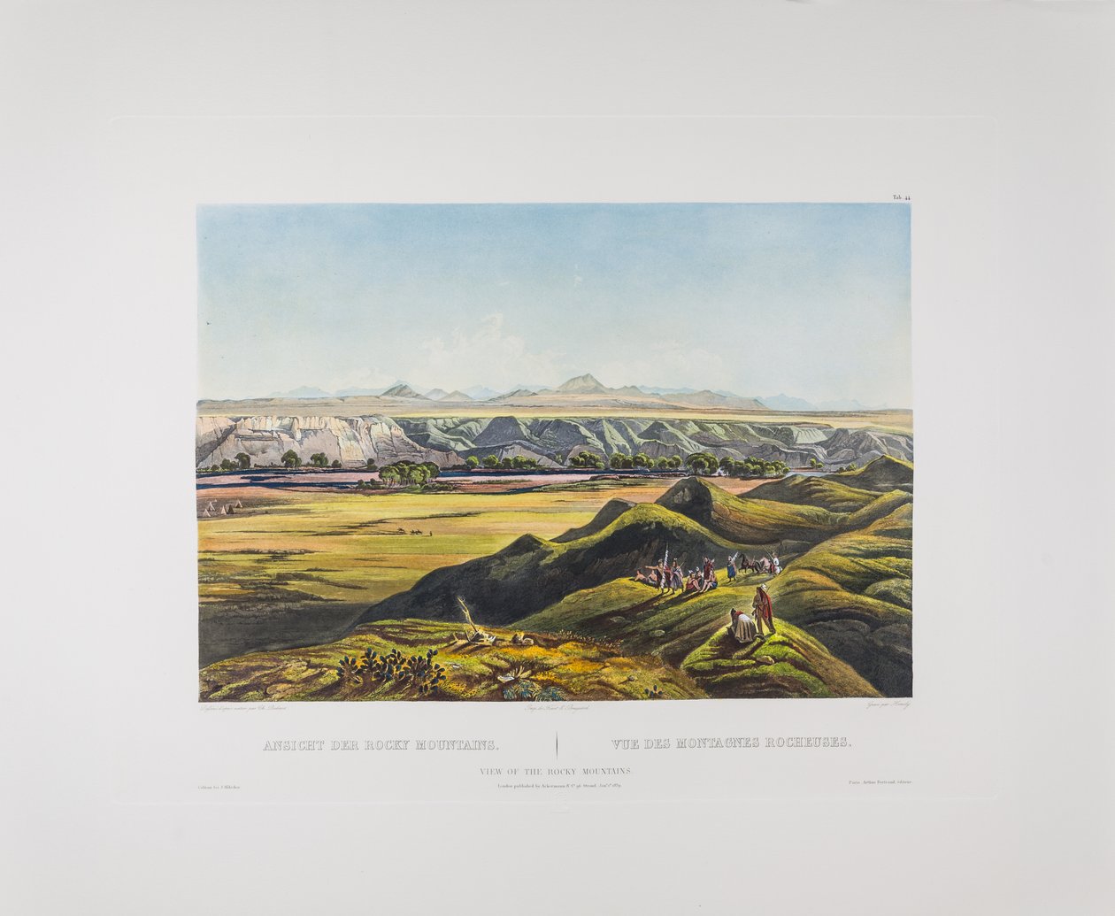 Tafel 44. Blick auf die Rocky Mountains, Bodmers Amerika, ca. 1836-43 (Kupferstich auf Papier) von Karl Bodmer