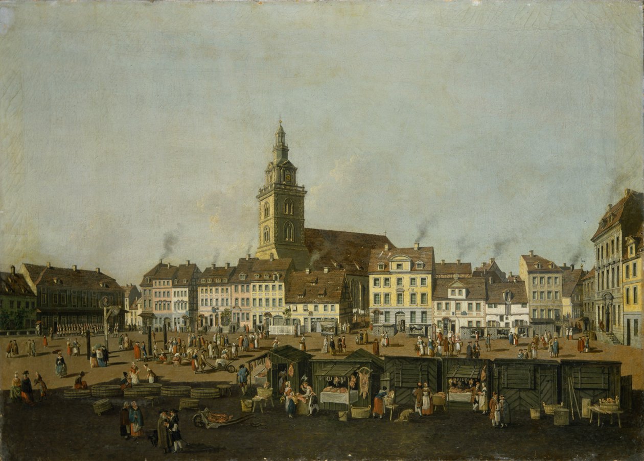 Ansicht des Neuen Marktes mit der Marienkirche, Berlin, ca. 1770 von Karl Friedrich Fechhelm