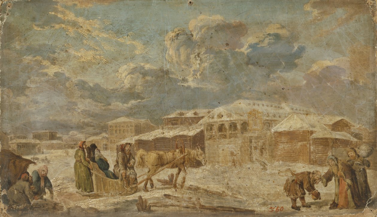 Stadtplatz im Winter, zweite Hälfte des 18. Jahrhunderts von Karl Friedrich Knappe