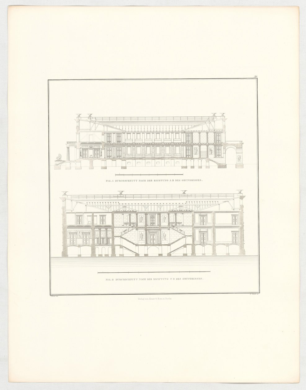 Ansichten des Schlosses Krzescowice, Blatt 50 der Folge "Sammlung architektonischer Entwürfe" von Karl Friedrich Schinkel