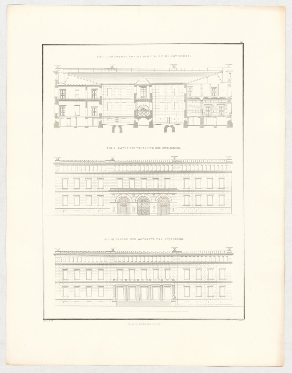 Ansichten des Schlosses Krzescowice, Blatt 51 der Folge "Sammlung architektonischer Entwürfe" von Karl Friedrich Schinkel