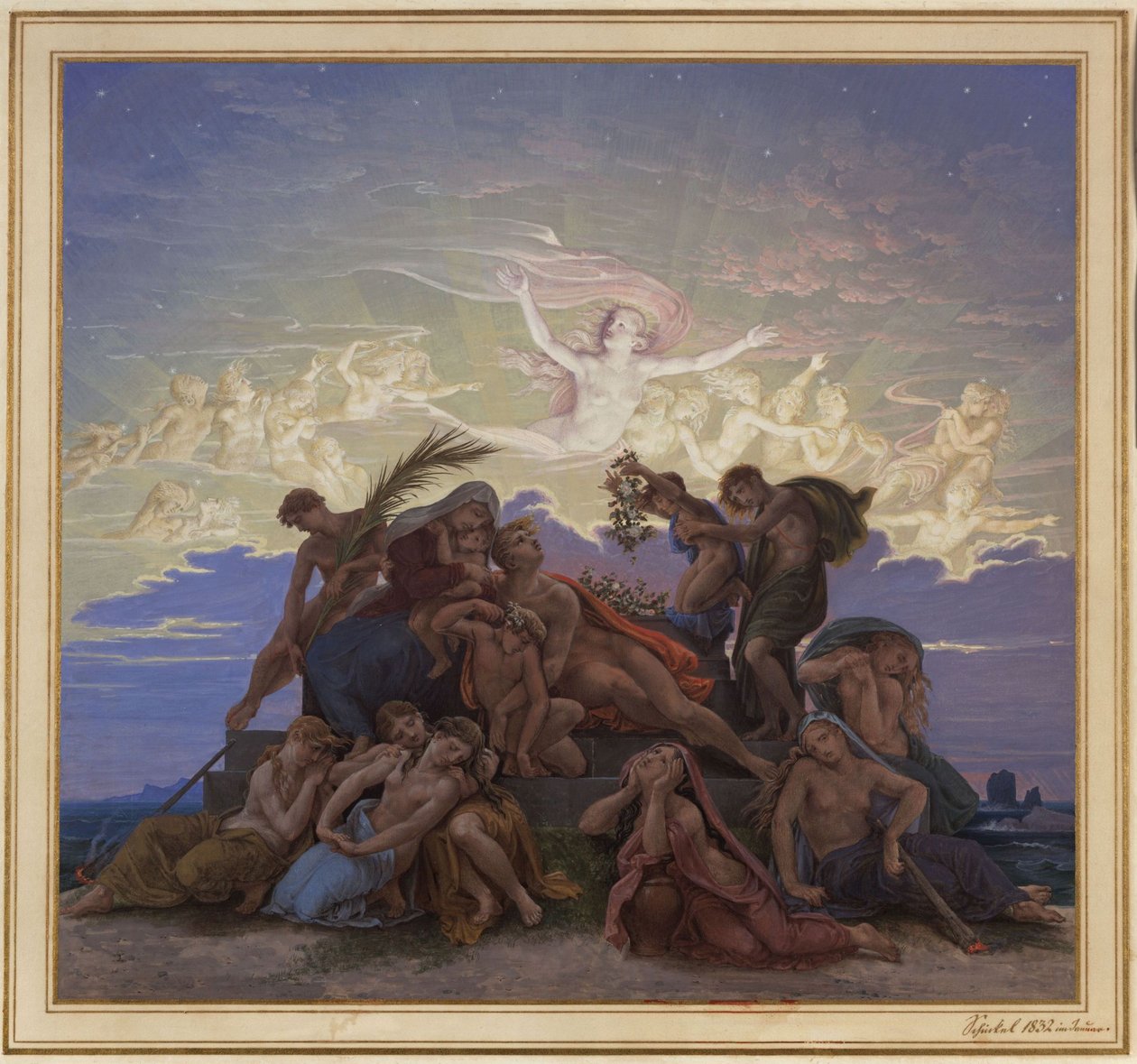 Berlin. Altes Museum am Lustgarten. Entwurf zum Wandbild "Trauer am Tumulus" von Karl Friedrich Schinkel