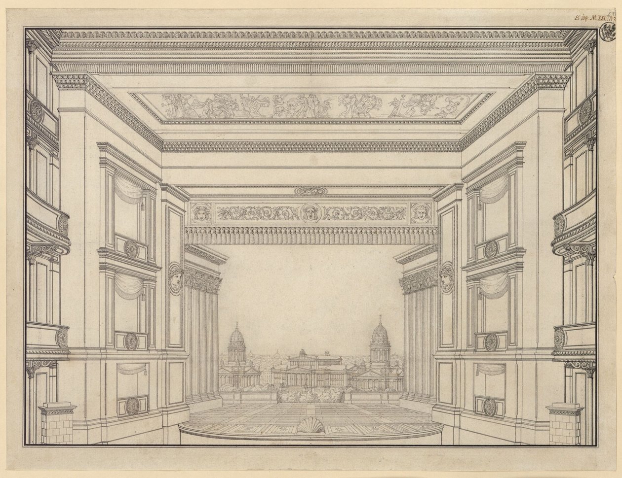 Berlin. Schauspielhaus am Gendarmenmarkt, Bühne von Karl Friedrich Schinkel