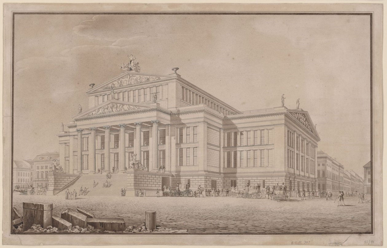 Berlin. Schauspielhaus auf dem Gendarmenmarkt. Perspektivische Ansicht von Karl Friedrich Schinkel