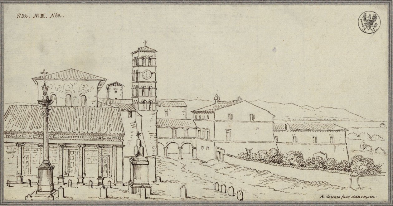 Blick auf San Lorenzo fuori le mura in Rom von Karl Friedrich Schinkel