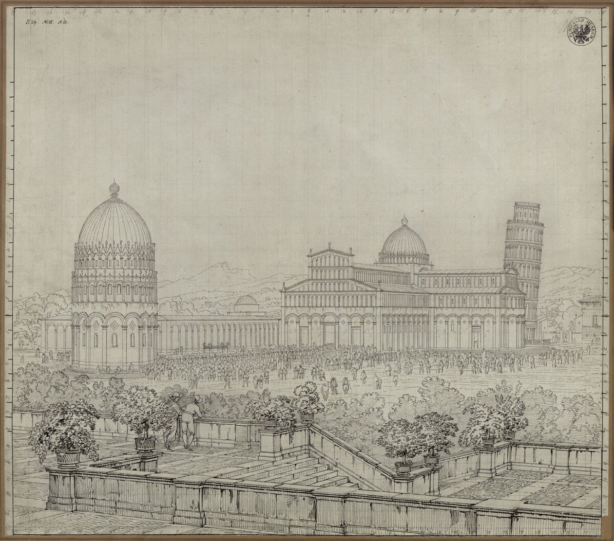 Die Kathedralkirche, der Schiefe Turm, der Camposanto und das Baptisterium in Pisa von Karl Friedrich Schinkel