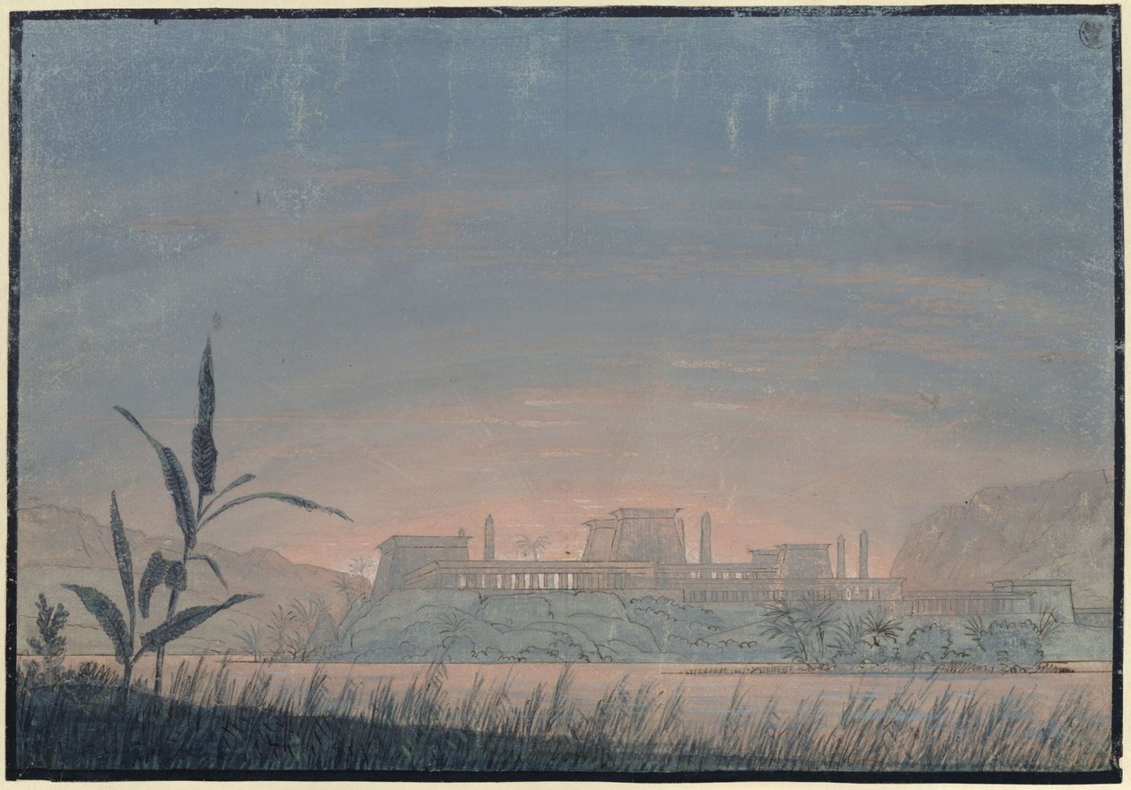 Die Zauberflöte. Oper von Wolfgang Amadeus Mozart. Entwurf zur 10. Dekoration. Landschaft mit Sarastros Burg von Karl Friedrich Schinkel