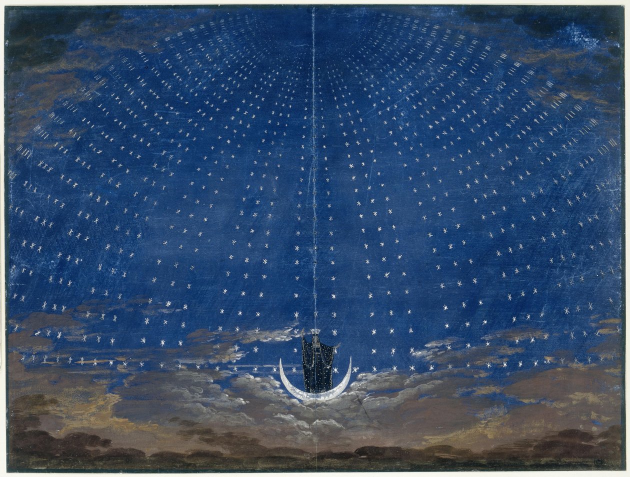 Die Zauberflöte. Oper von Wolfgang Amadeus Mozart. Entwurf zur Dekoration. Die Sternenhalle der Königin der Nacht von Karl Friedrich Schinkel