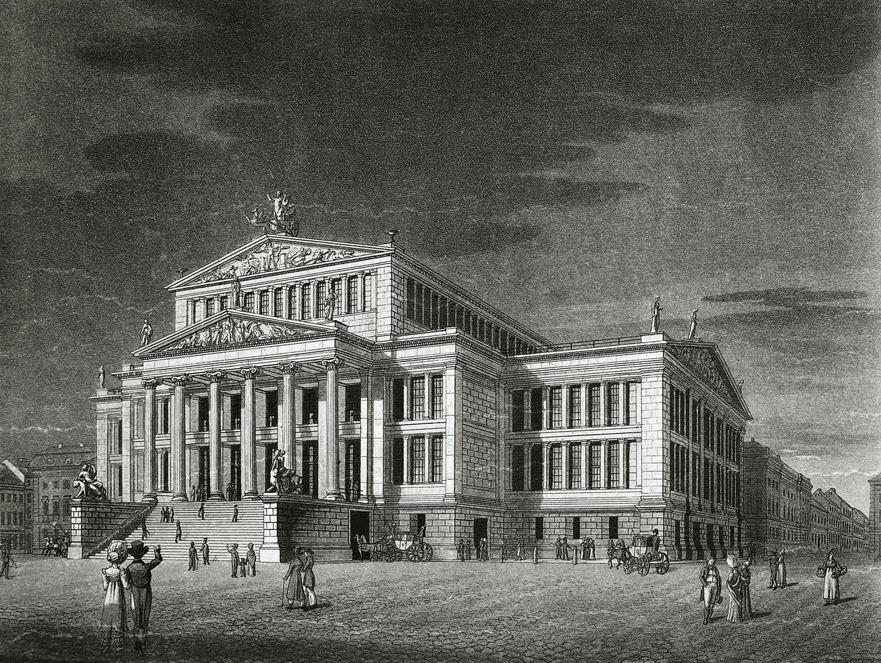 Ansicht des Schauspielhauses in Berlin, Kupferstich von Karl Friedrich Schinkel von Karl Friedrich Schinkel