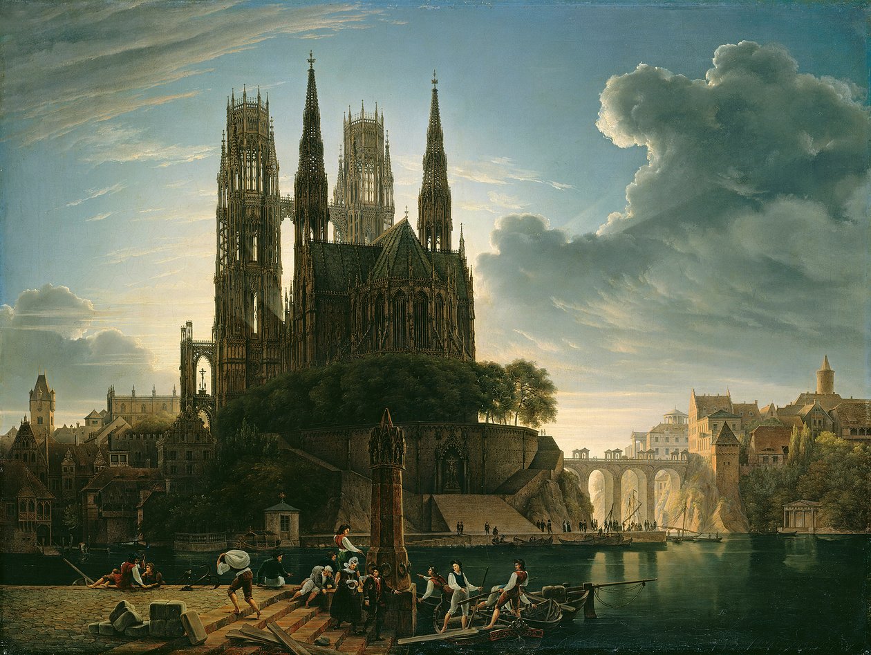 Gotischer Dom am Wasser von Karl Friedrich Schinkel