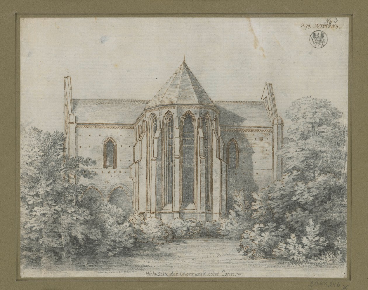 Kloster Chorin. Ansicht der Kirche von Osten von Karl Friedrich Schinkel