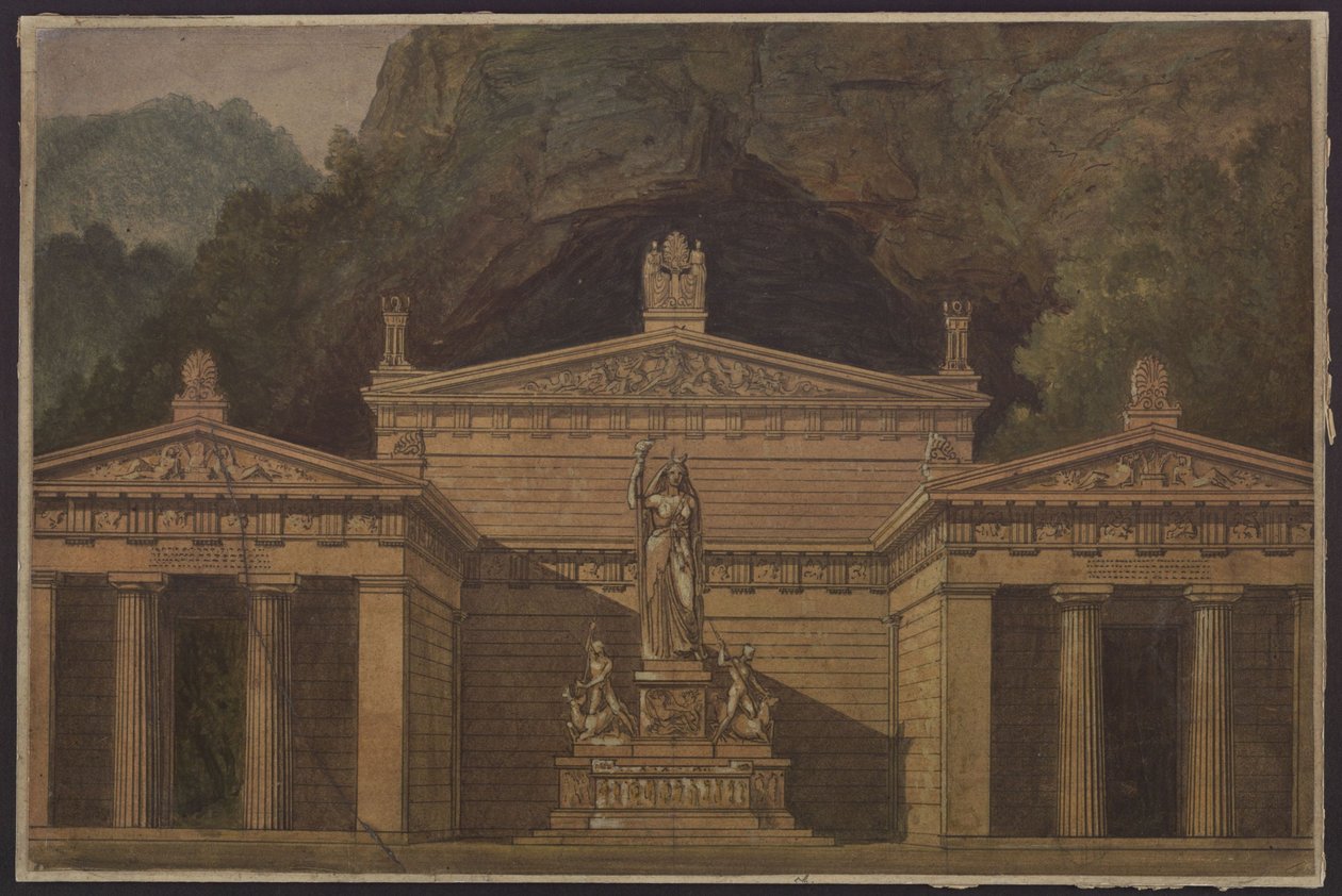 Olimpia. Oper von Gaspare Spontini. Entwurf zur 4. Dekoration. Tempel der Diana von Karl Friedrich Schinkel