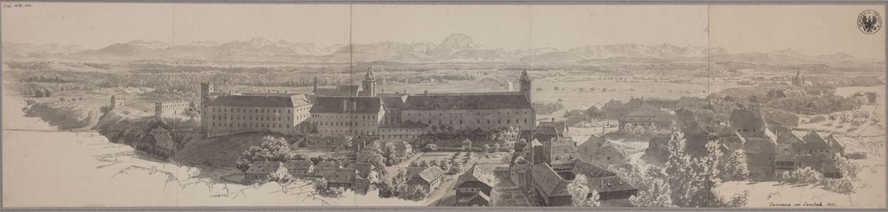 Panorama von Lambach mit dem Benediktinerkloster von Karl Friedrich Schinkel