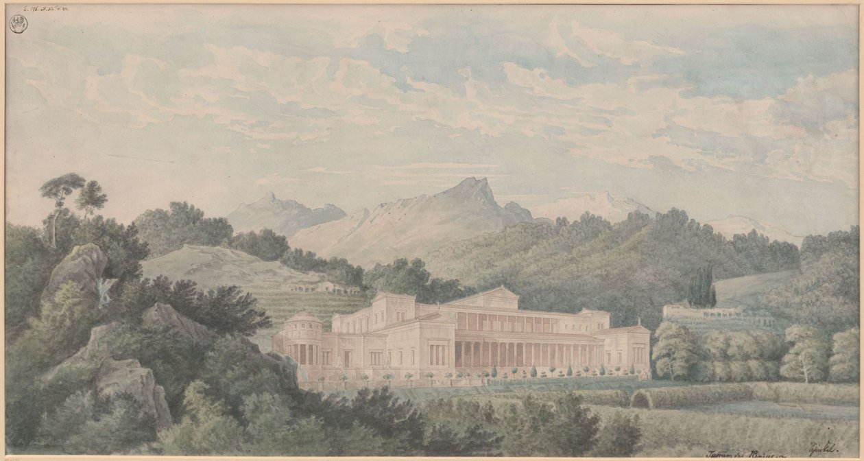 Rekonstruktion der Villa Tusca nach Plinius. Ansicht von Karl Friedrich Schinkel