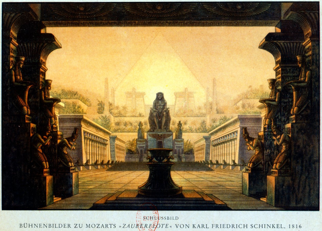 Der Innenhof des Tempels von Isis und Osiris, wo Sarastro Hohepriester war, ca. 1816 von Karl Friedrich Schinkel