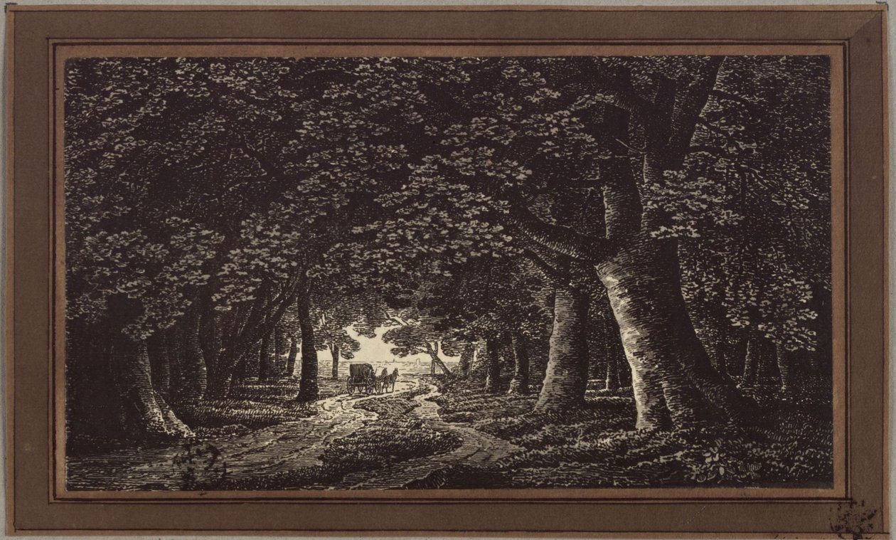 Waldweg mit einer Kutsche von Karl Friedrich Schinkel