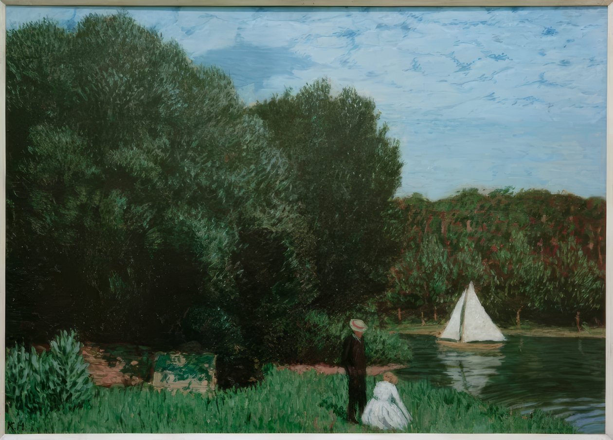 Landschaft mit Segelboot von Karl Hofer