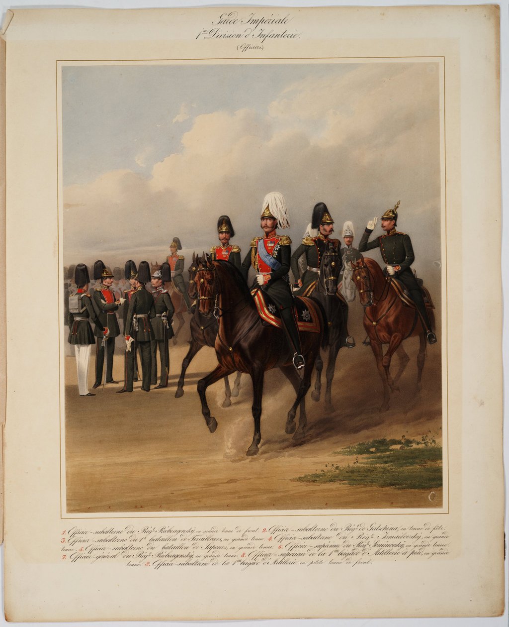 Offiziere der 1. Garde-Infanteriedivision der russischen Kaiserlichen Garde von Karl Karlovich Piratsky