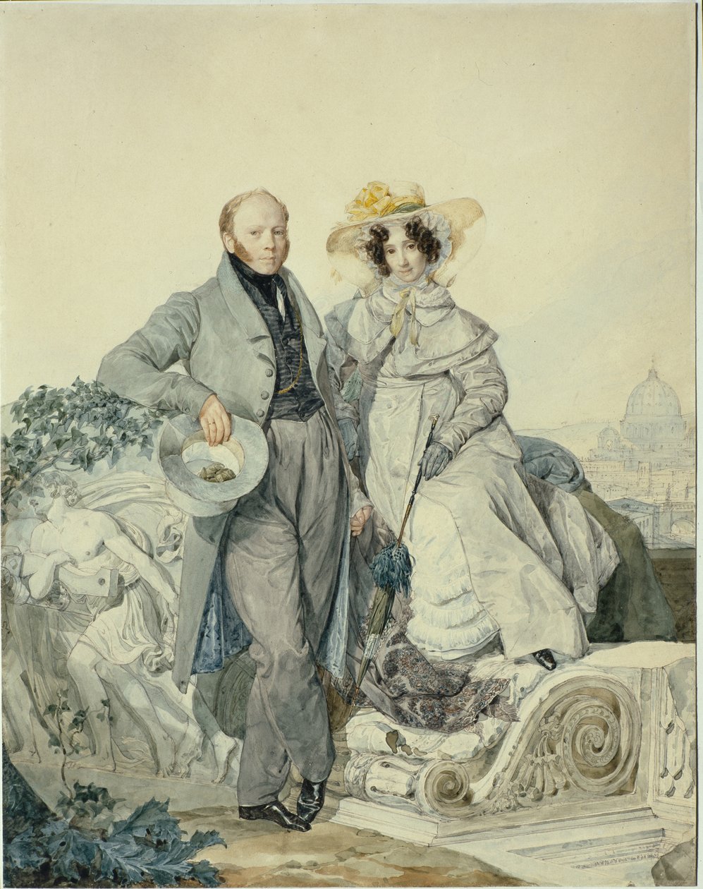Porträt von Grigory Nikanorovich und Varvara Alexeyevna Olenin, 1827 von Karl Pavlovich Bryullov