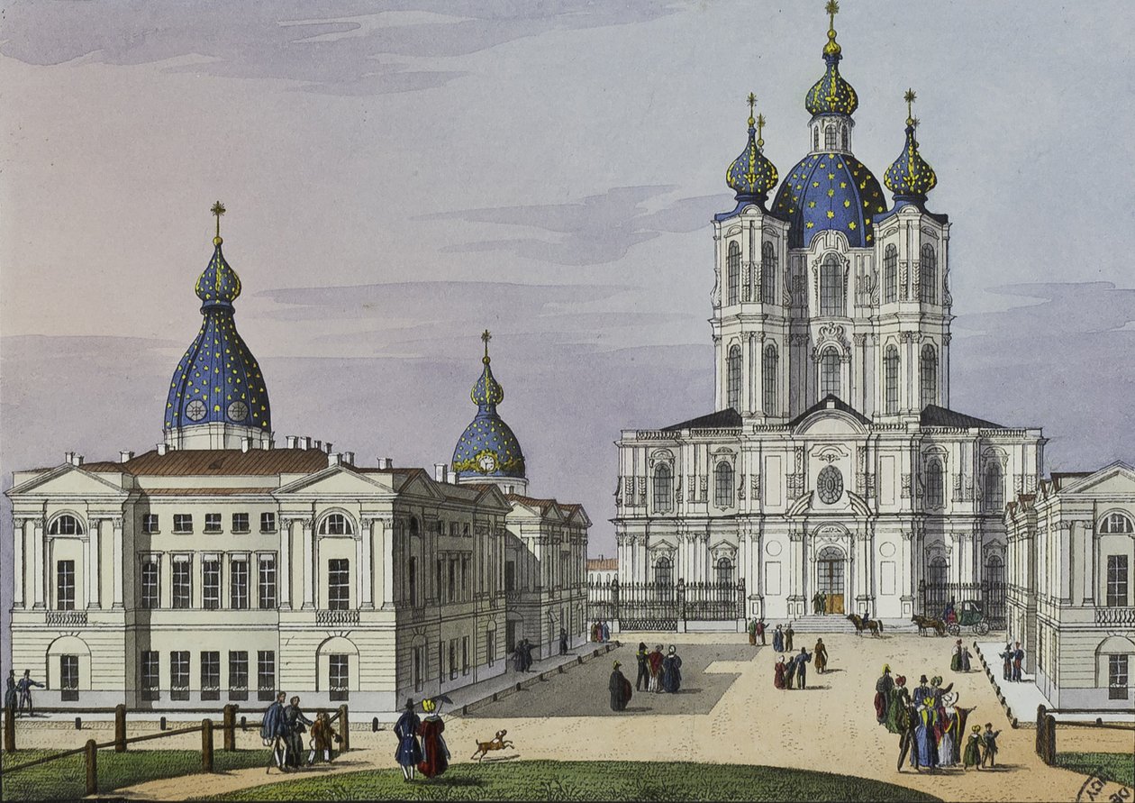 Das Smolny-Kloster der Auferstehung in St. Petersburg, erste Hälfte des 19. Jahrhunderts von Karl Petrovich Beggrov