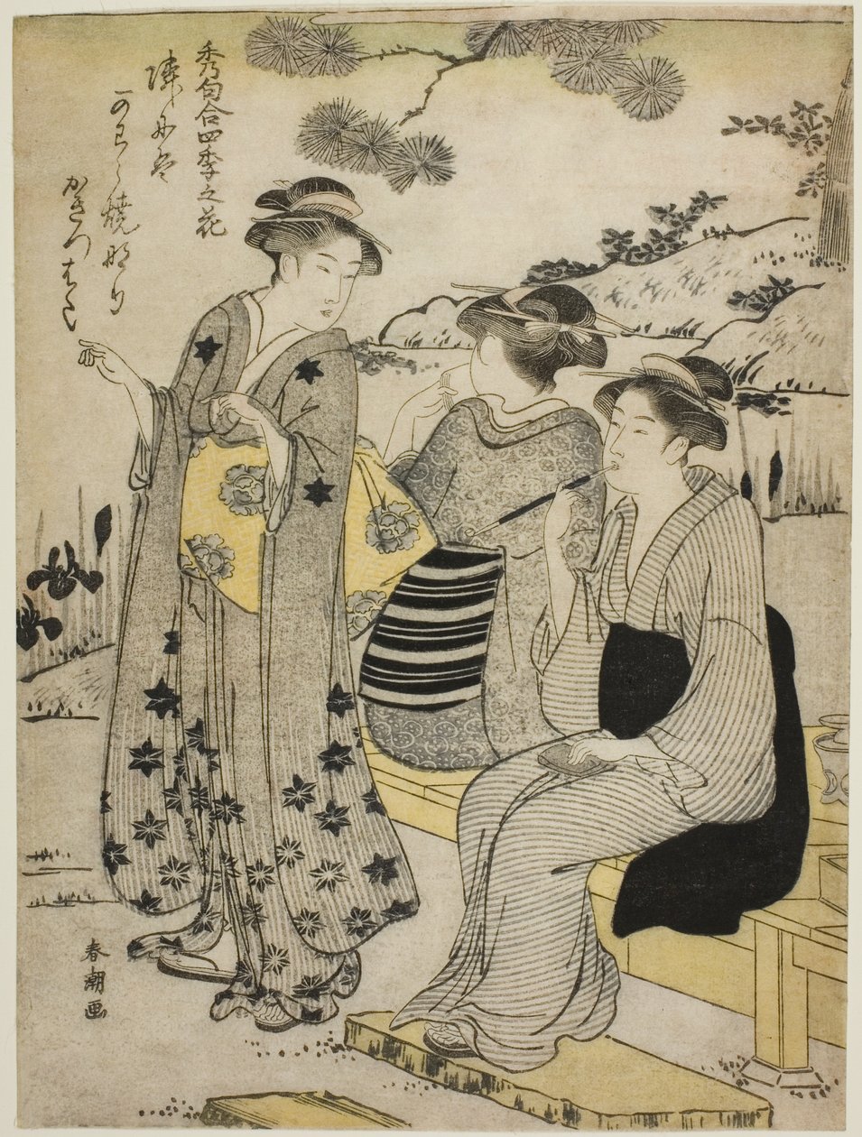 Hasenohren-Iris im Herbst, aus der Serie "Die schönsten Oden zu Blumen der vier Jahreszeiten" von Katsukawa Shuncho