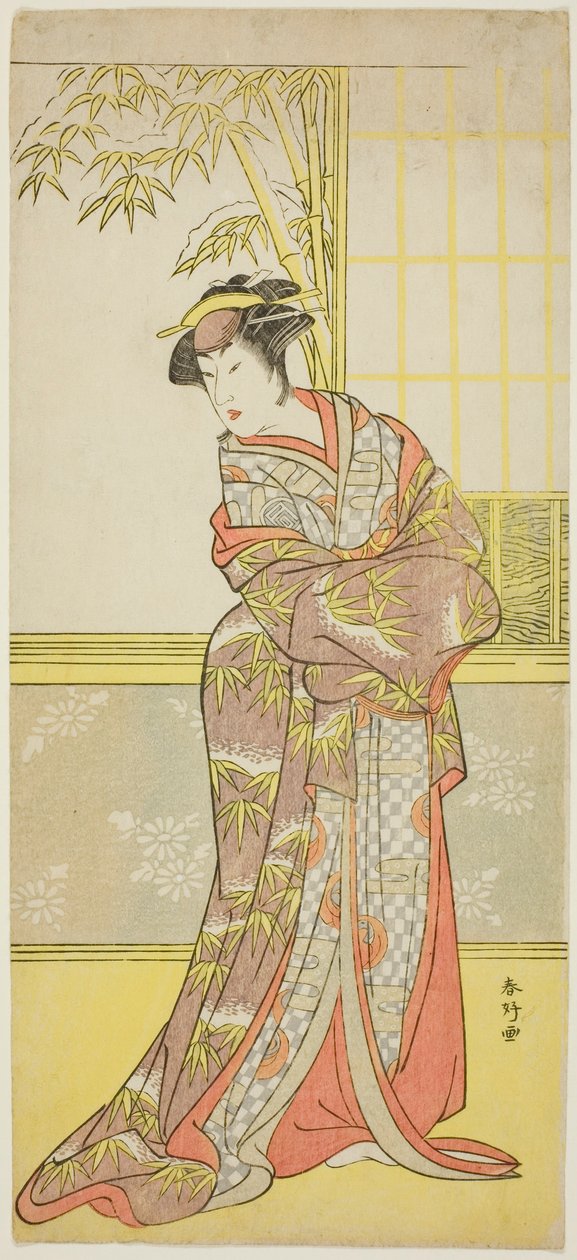 Schauspieler Sanogawa Ichimatsu III möglicherweise als Masago Gozen in "Der Spiegel des Ostens einer Kurtisane" ("Keisei azuma kagami") von Katsukawa Shunkо̄