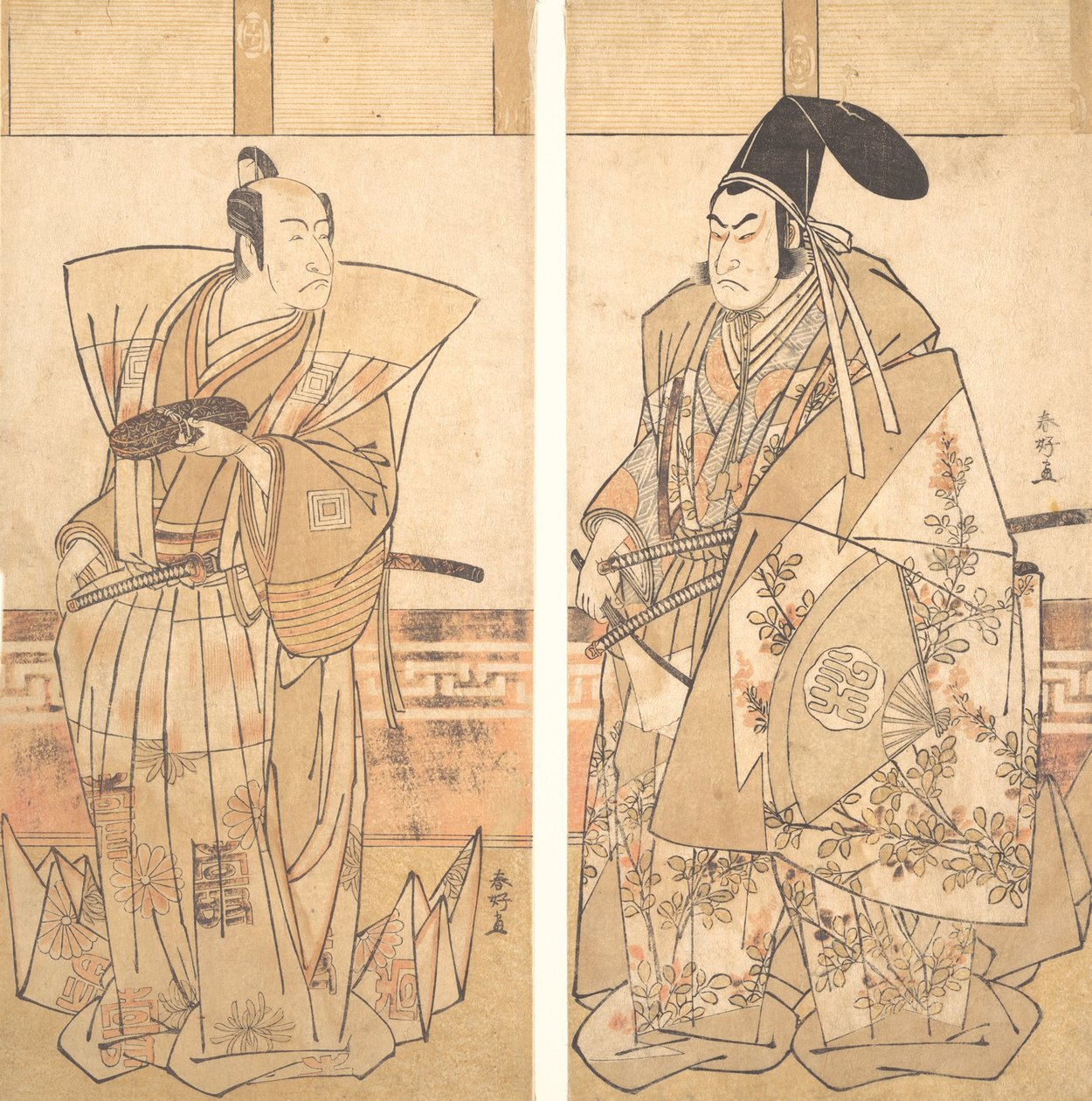 Zwei Schauspieler in zeremoniellen Kostümen, ca. 1787 von Katsukawa Shunko