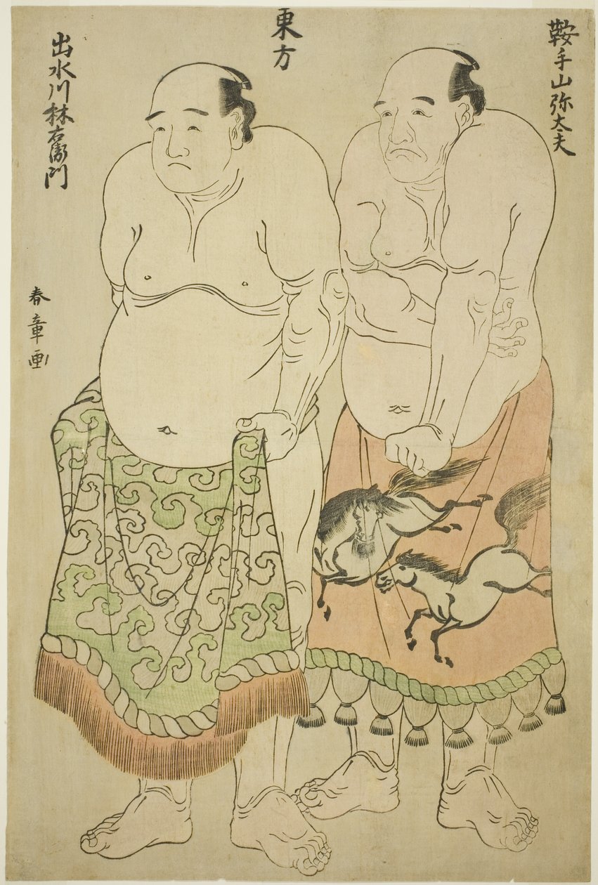 Sumo-Ringer der Ostgruppe: Kurateyama Yadayû und Izumigawa Rin’emon von Katsukawa Shunsho