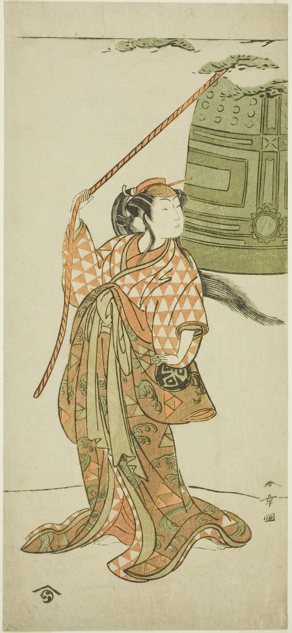 Der Schauspieler Arashi Hinaji I tanzt "Musume Dojo-ji" (Das Mädchen im Dojo-Tempel) von Katsukawa Shunsho