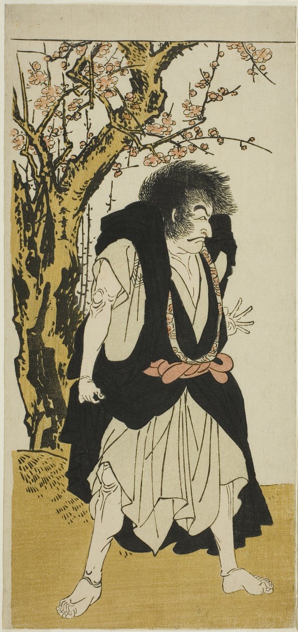Der Schauspieler Ichikawa Danjuro V als der abtrünnige buddhistische Mönch Wantetsu aus Okamidani, in der fünften Szene des Stücks Date Nishiki Tsui no Yumitori (Ein dandyhaftes Brokat: Entgegengesetzte Krieger), aufgeführt im Morita-Theater im elften Mona von Katsukawa Shunsho