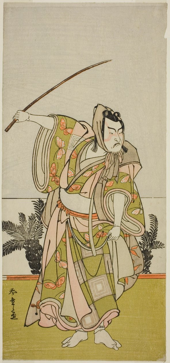 Der Schauspieler Ichikawa Danzo IV als Soga no Goro Tokimune im Stück Chigo Suzuri Aoyagi Soga, aufgeführt im Nakamura-Theater im ersten Monat, 1777 von Katsukawa Shunsho