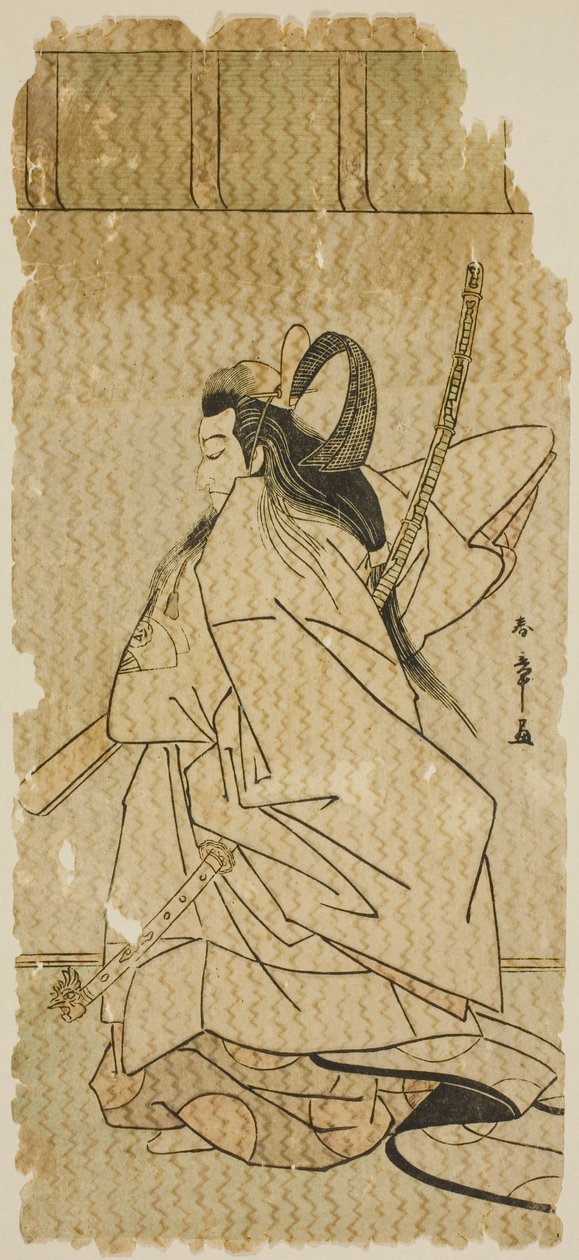 Der Schauspieler Onoe Matsusuke I als Prinz Takanori im Stück "Kaeribana Eiyu Taiheiki," aufgeführt im Nakamura-Theater im elften Monat, 1779 von Katsukawa Shunsho