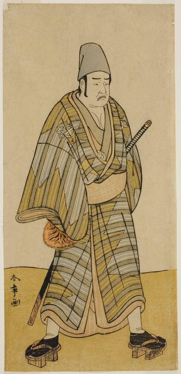 Der Schauspieler Otani Hiroemon III als Gokumon Shobei im Stück Sugata no Hana Kurofune Zukin, aufgeführt im Morita Theater im neunten Monat, 1774 von Katsukawa Shunsho
