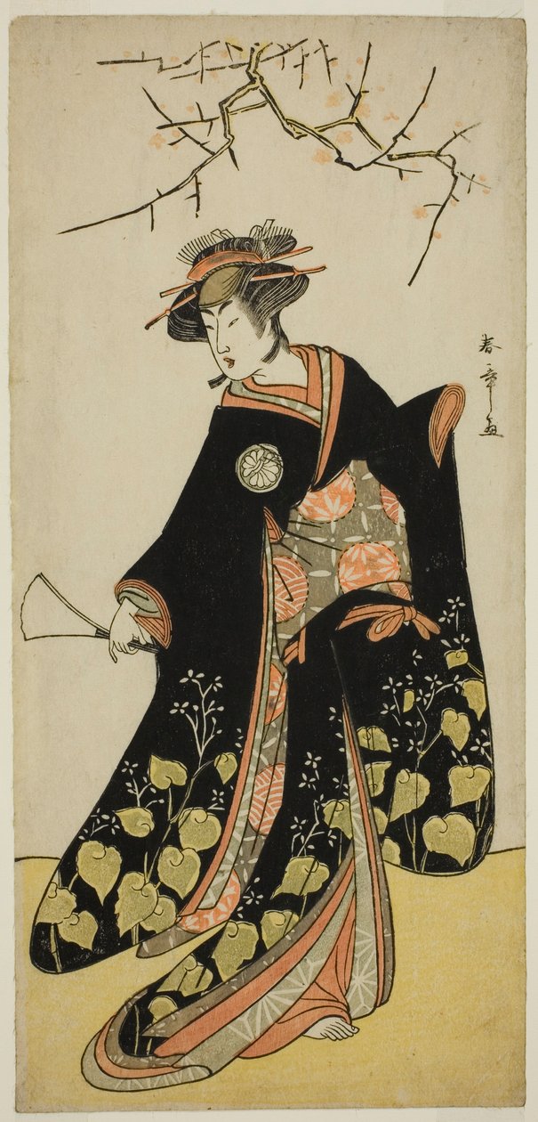 Der Schauspieler Segawa Kikunojo III als der Geist von Joro-gumo (Huren-Spinne) verkleidet als Maiko Tsumagiku (?), im Stück Shitenno Tonoi no Kisewata (?), aufgeführt im Nakamura-Theater (?) im elften Monat, 1781 (?) von Katsukawa Shunsho