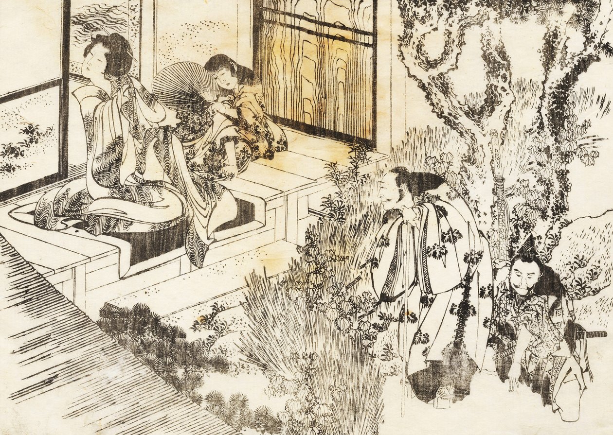 Ein Mann beobachtet eine schöne Frau von Katsushika Hokusai