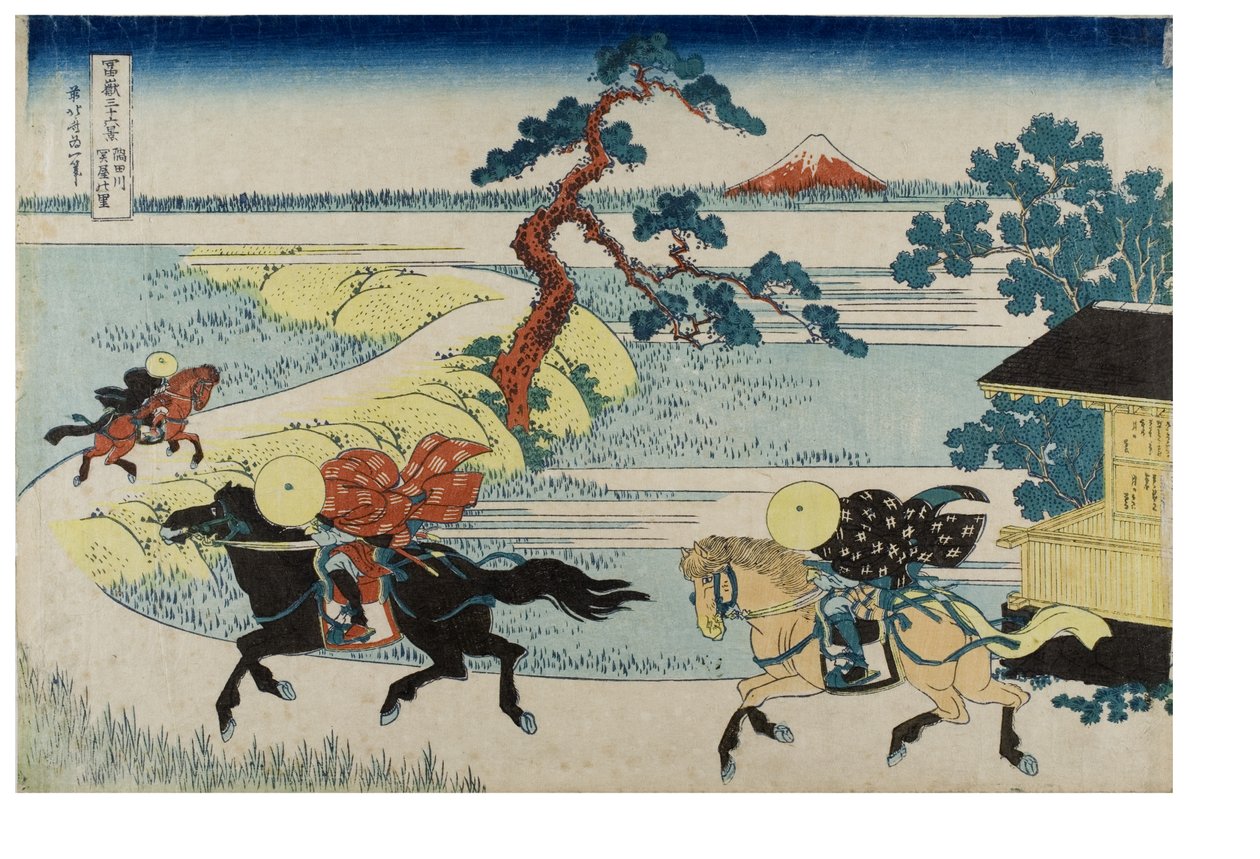 Grenzstadt am Sumida-Fluss aus der Serie Sechsunddreißig Ansichten des Berges Fuji, ca. 1831-1833 von Katsushika Hokusai