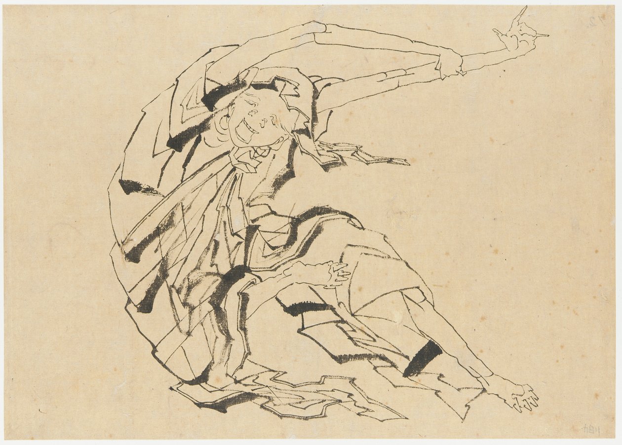 Langarmiger Mann beim Dehnen, Edo-Periode, 19. Jahrhundert von Katsushika Hokusai