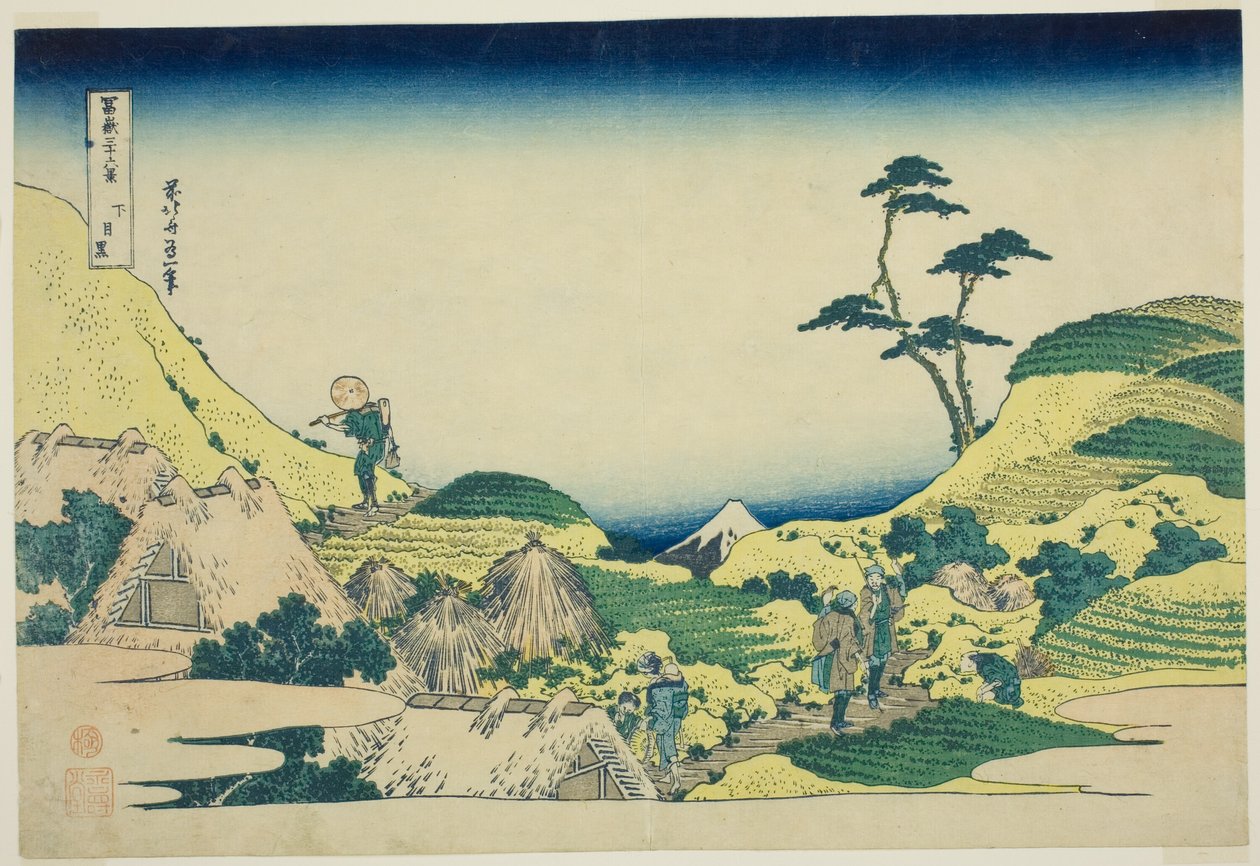 Unteres Meguro (Shimo Meguro), aus der Serie "Sechsunddreißig Ansichten des Berges Fuji (Fugaku sanjurokkei)" von Katsushika Hokusai