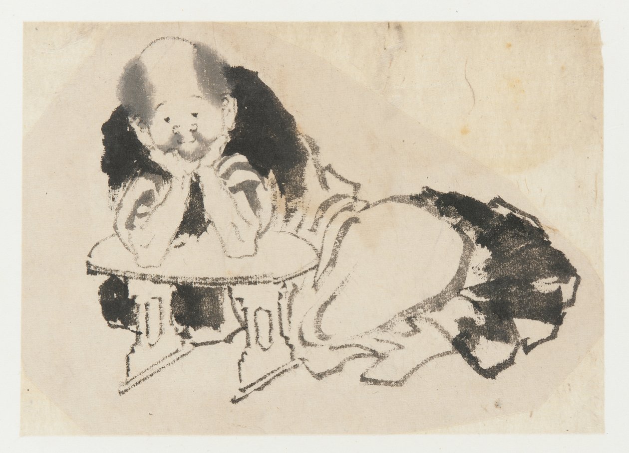 Mann, der mit einer Armlehne sitzt, Edo-Periode, 19. Jahrhundert