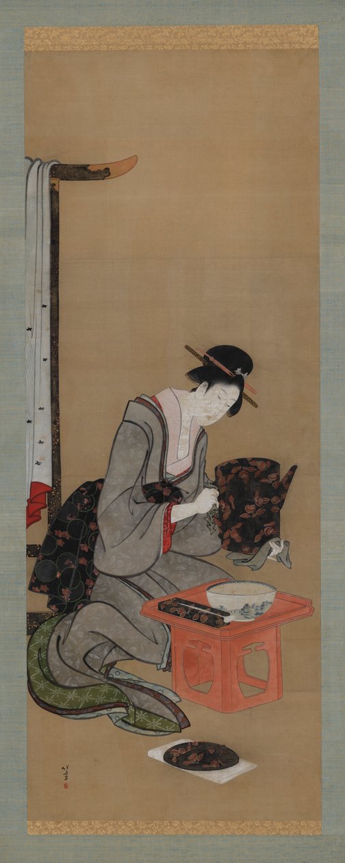Neujahrsbrauch: Schminken am Neujahrsmorgen, Edo-Zeit von Katsushika Hokusai