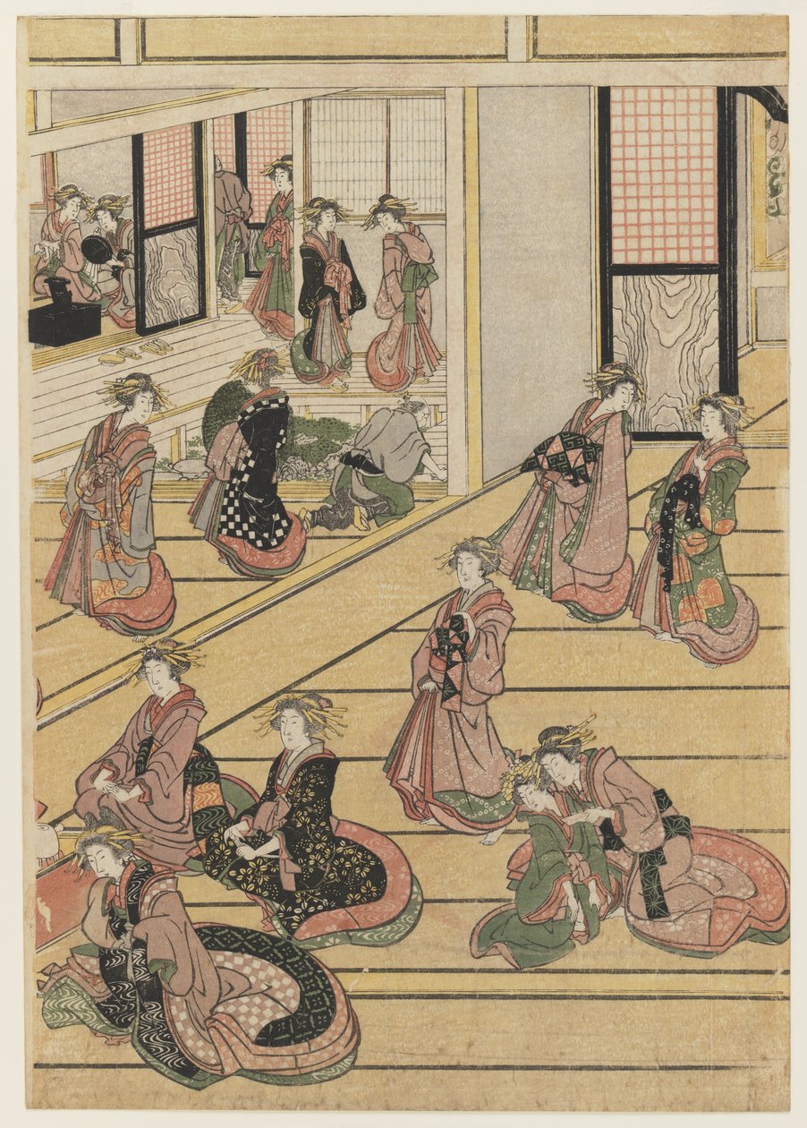 Neujahrstage im Teahouse Ogi-ya, ca. 1810 von Katsushika Hokusai